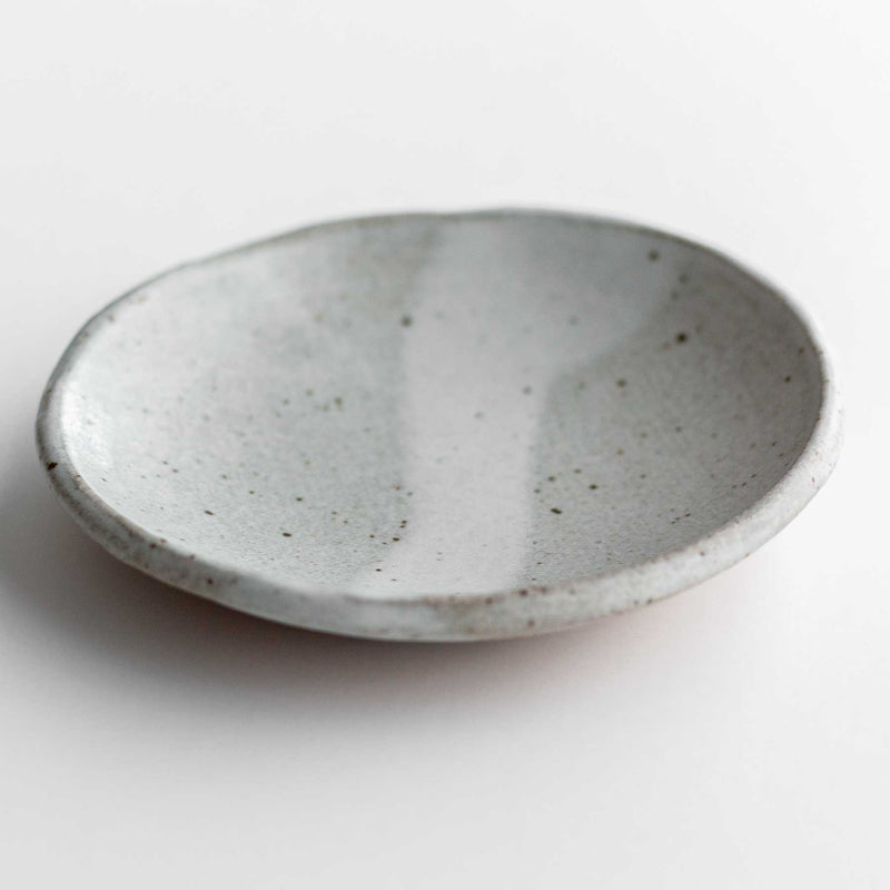 Handmade ceramic dish in matte speckled grey. Made by Colleen Hennessey.