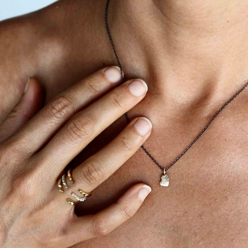 Hammered Gold Nugget Necklace by Elle Naz Jewelry