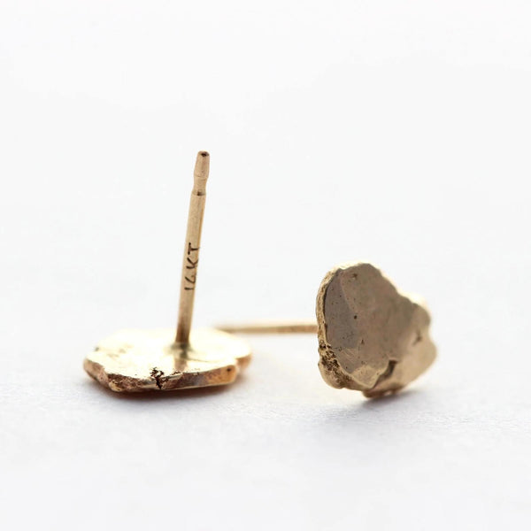 Hammered nugget earrings made with recycled 14k gold. Push-back closures.