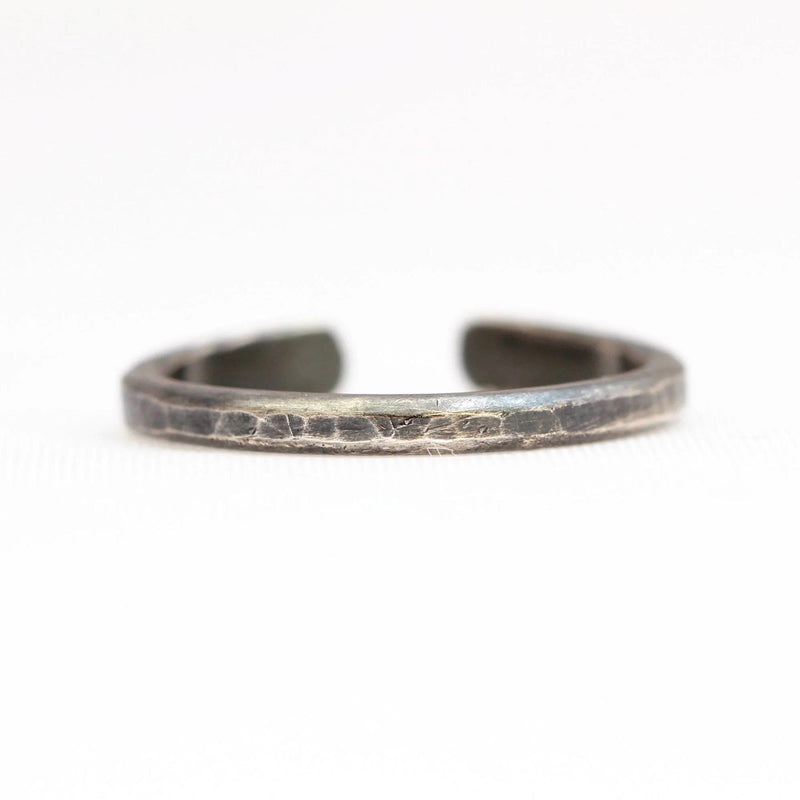 Back view of the hammered oxidized sterling silver band.