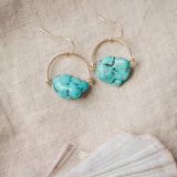 Turquoise-colored howlite drop earrings on 14k gold filled wire. Made by Desert Moon.